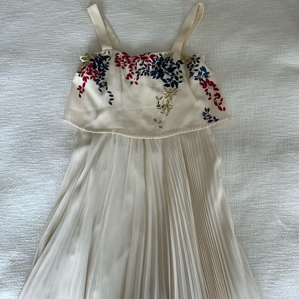 Elle Sasson Luana Embroidered Pleated Silk Dress - Picture 2 of 6